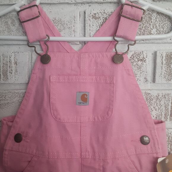 Carharrt Bib Overalls Pink NWT 18mos Adorable Snap Leg - Picture 1 of 9